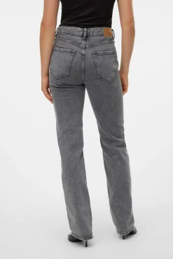 Vero Moda Jeans|Calças-Calça jeans reta de cintura alta Cinzento