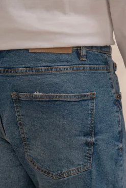 Celopman Calças-Calça Jeans Slim Básica azul