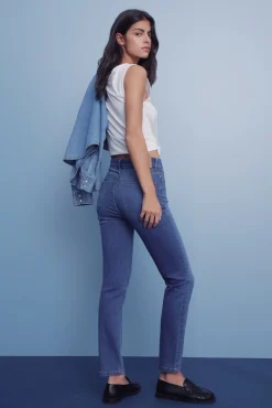 Springfield Jeans-Calça jeans slim cropped azul