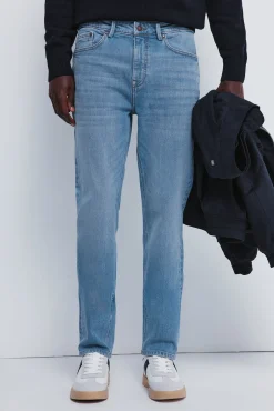 Springfield Jeans-Calça jeans slim fit com lavagem média azul
