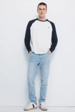 Springfield Jeans-Calça jeans slim fit com lavagem clara azul