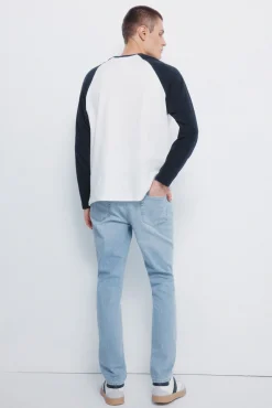 Springfield Jeans-Calça jeans slim fit com lavagem clara azul