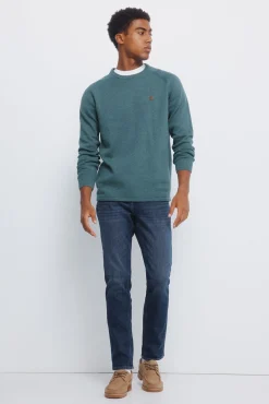 Springfield Jeans-Calça jeans slim fit com lavagem escura média azul