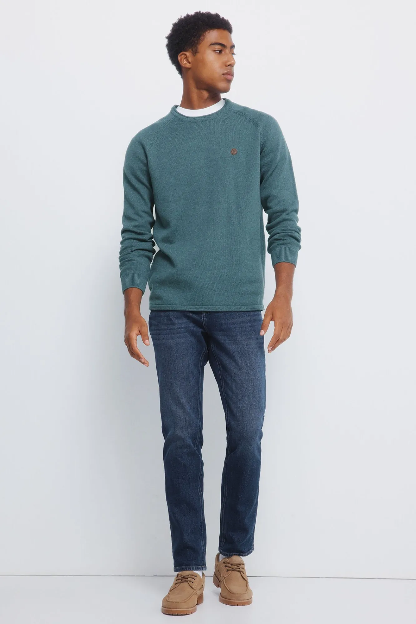 Springfield Jeans-Calça jeans slim fit com lavagem escura média azul