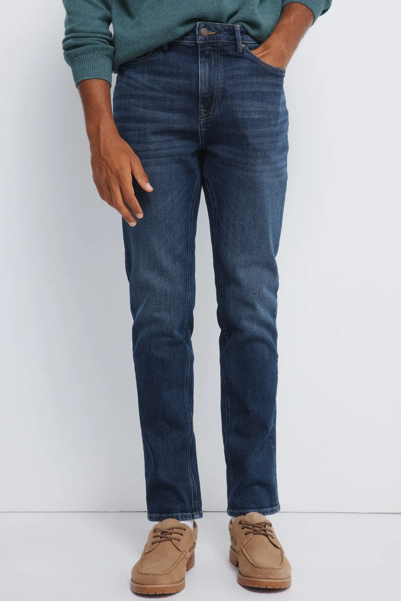 Springfield Jeans-Calça jeans slim fit com lavagem escura média azul