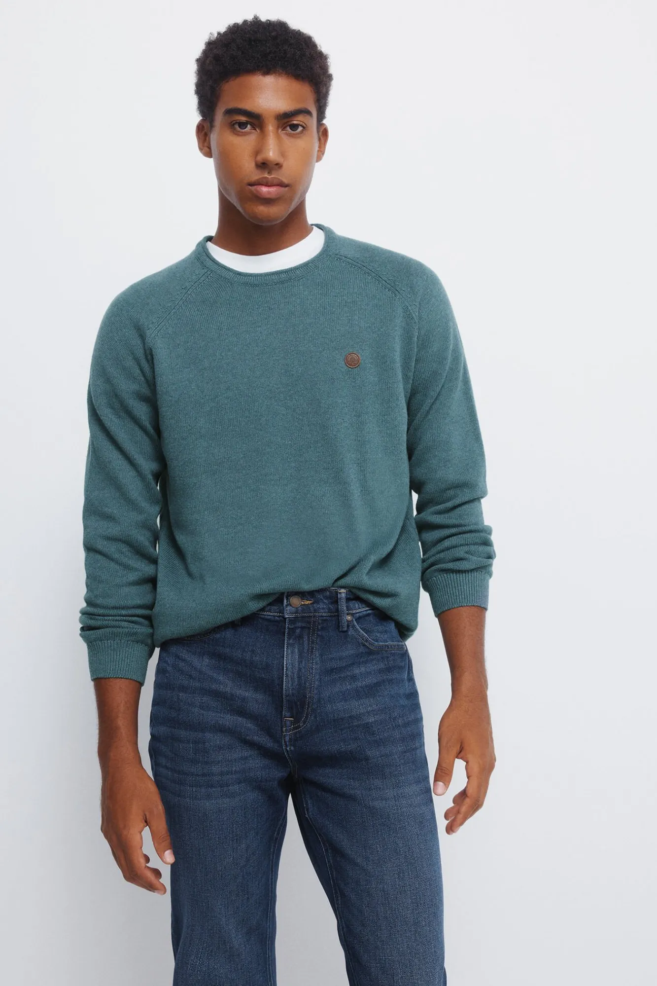 Springfield Jeans-Calça jeans slim fit com lavagem escura média azul