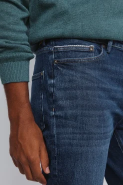 Springfield Jeans-Calça jeans slim fit com lavagem escura média azul