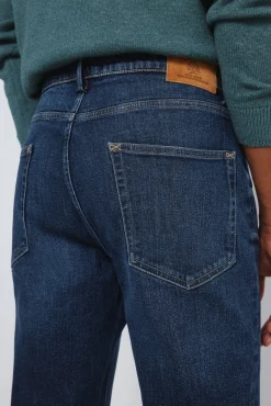 Springfield Jeans-Calça jeans slim fit com lavagem escura média azul