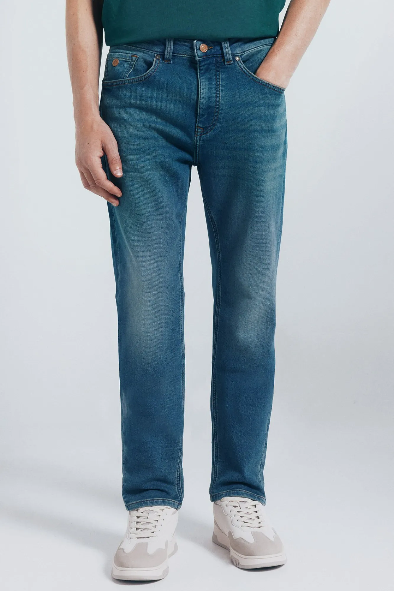 Springfield Jeans-Calça jeans slim fit de malha denim azul