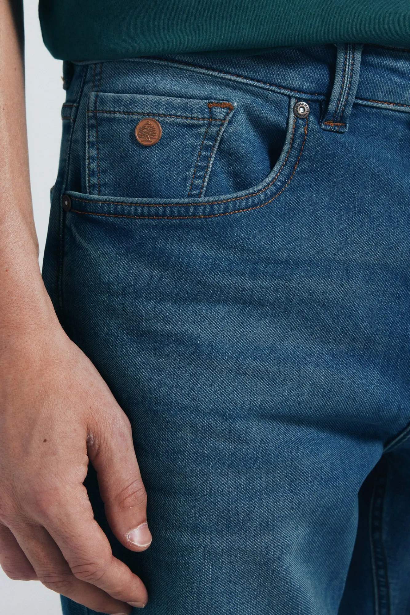 Springfield Jeans-Calça jeans slim fit de malha denim azul