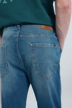 Springfield Jeans-Calça jeans slim fit de malha denim azul