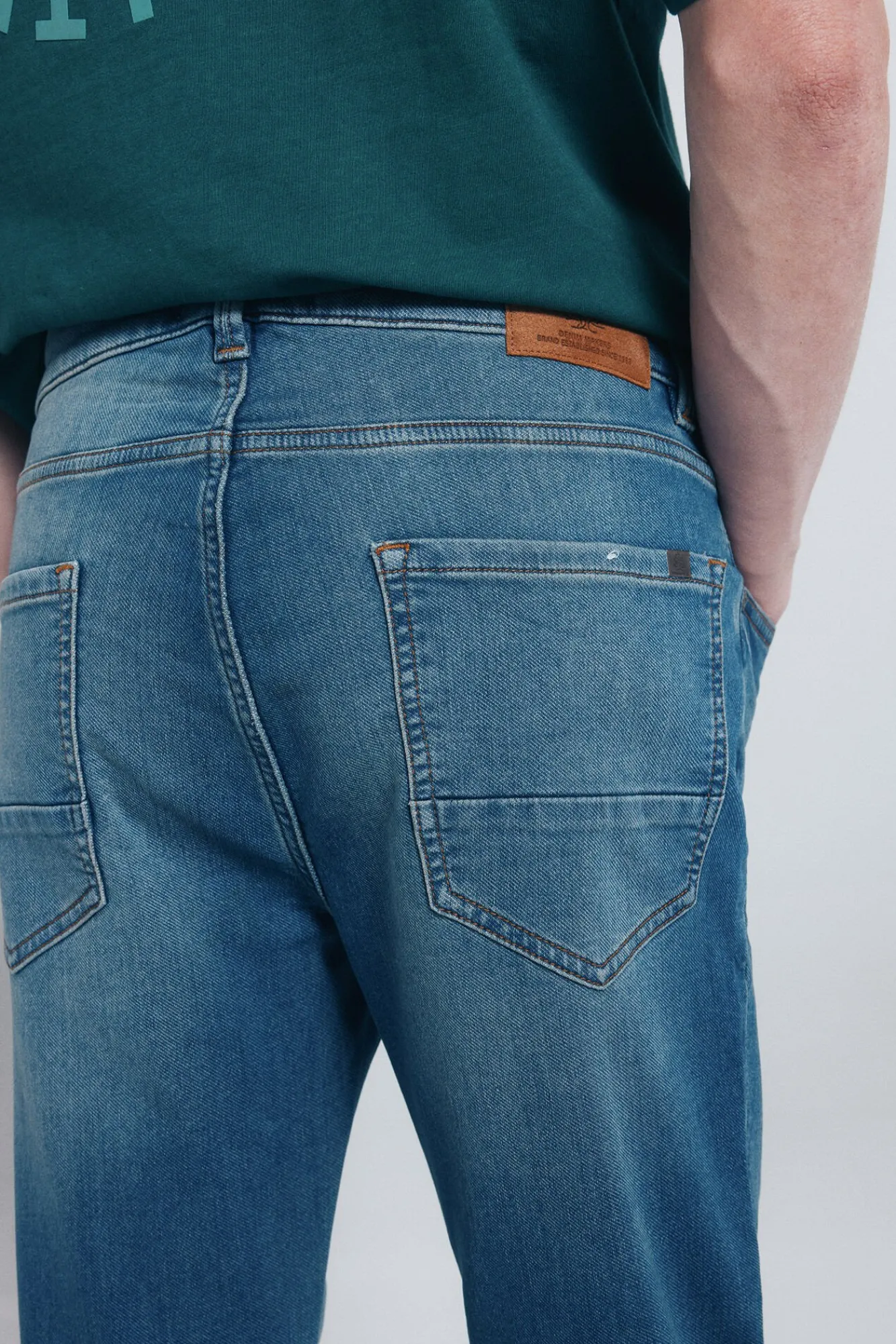 Springfield Jeans-Calça jeans slim fit de malha denim azul