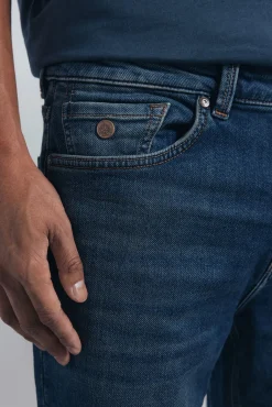 Springfield Jeans-Calça jeans slim fit de malha denim azul