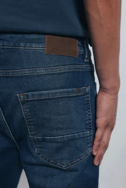 Springfield Jeans-Calça jeans slim fit de malha denim azul