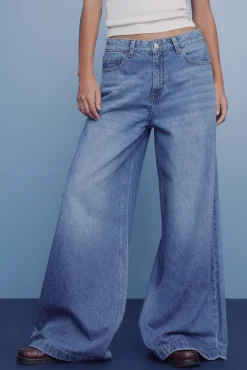 Springfield Jeans-Calça jeans super larga azul