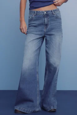 Springfield Jeans-Calça jeans super larga e confortável azul