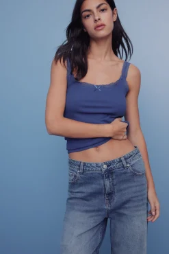 Springfield Jeans-Calça jeans super larga e confortável azul