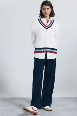 Springfield Calças-Calça jogger riscas lateralmente azul