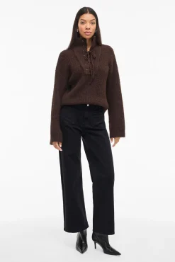 Vila Calças-Calça largas com bolsos frontais Preto