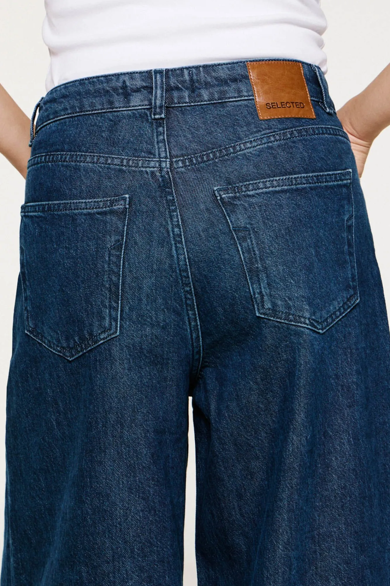 Selected Jeans|Calças-Calça plissado de algodão orgânico. Azul