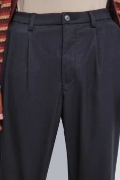 Springfield Calças-Calça retas com pregas, corte largo cinzento