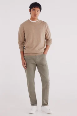 Springfield Calças-Calça slim fit com 5 calça bege