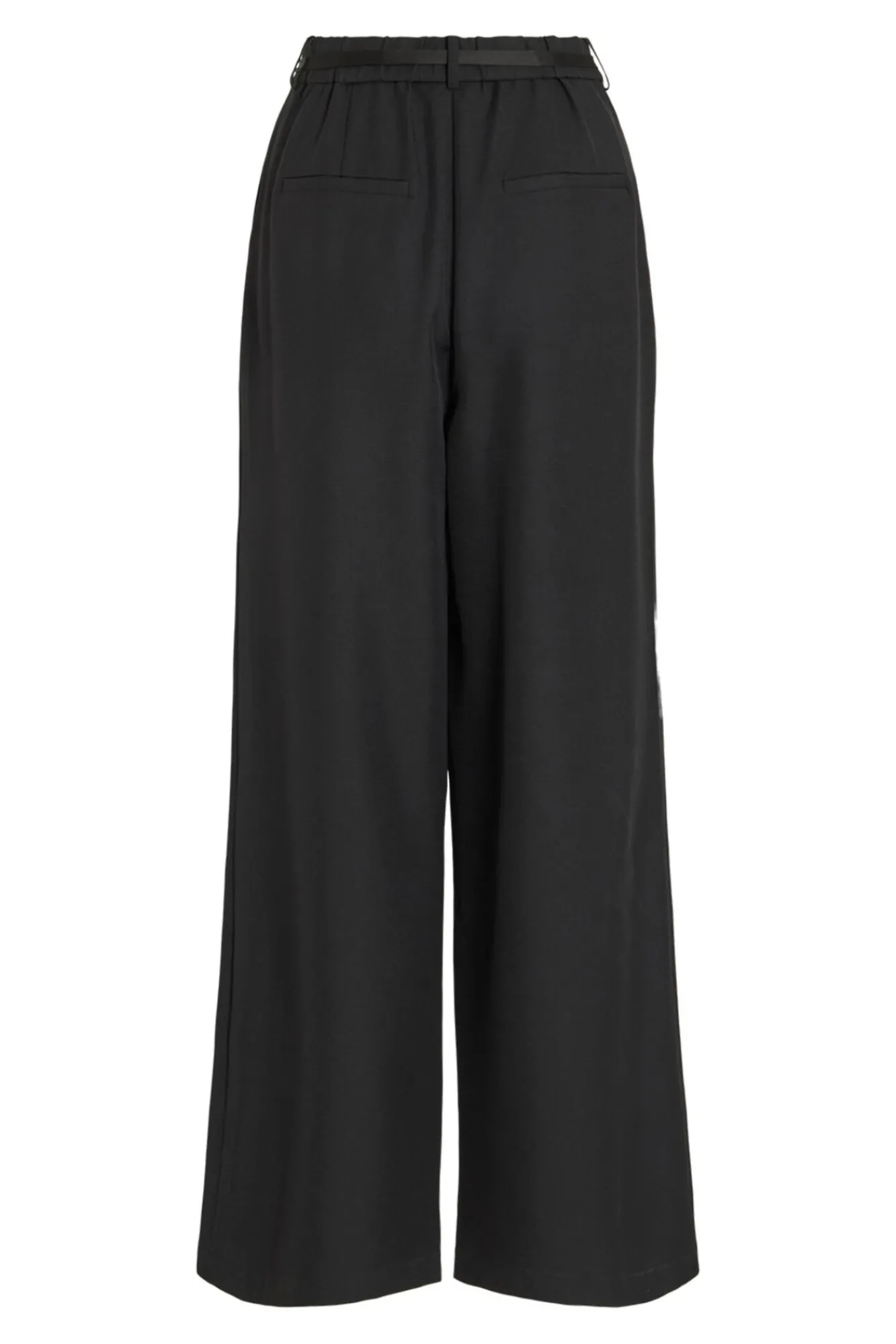 Vila Calças-Calça social de pernas largas com cinto de flores Preto