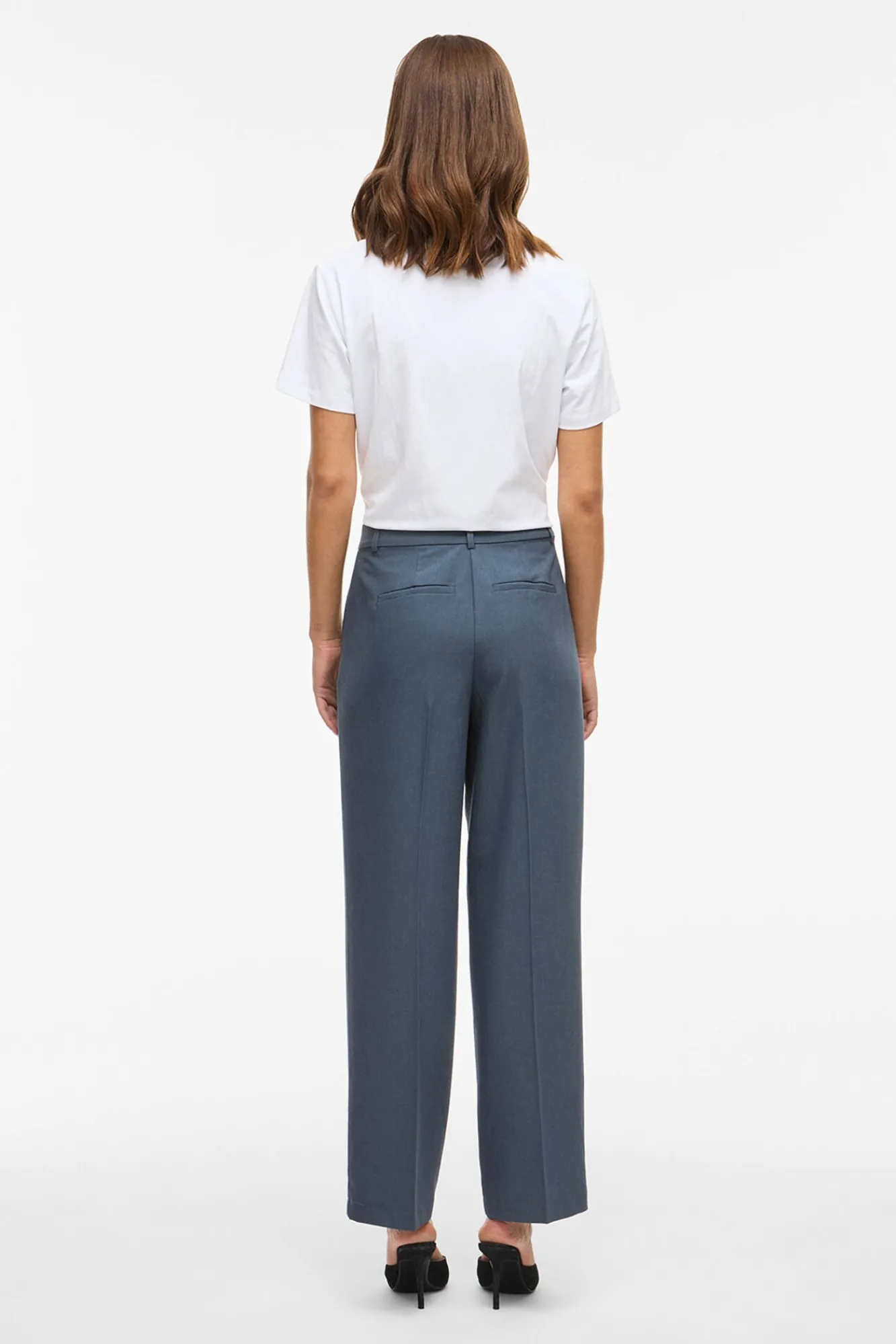 Vila Calças-Calça social reta com viscose Azul