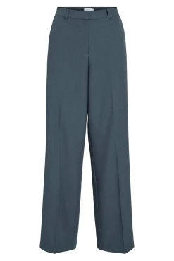 Vila Calças-Calça social reta com viscose Azul