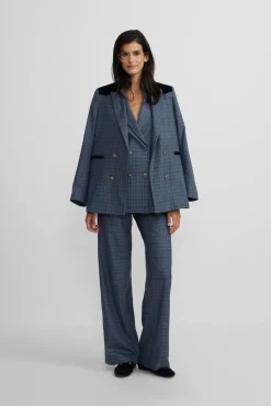 Silbon Calças-Calça social xadrez Azul