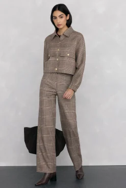 Pedro del Hierro Fatos|Calças-Calça xadrez de Harry Marrom