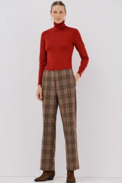 Cortefiel Fatos|Calças-Calça xadrez feminina Castanho