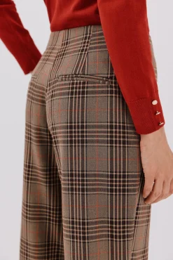 Cortefiel Fatos|Calças-Calça xadrez feminina Castanho