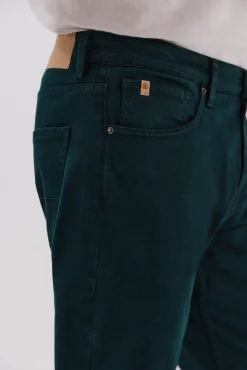 Cortefiel Jeans|Calças-Calças 5 bolsos cor regular fit Verde