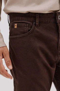 Cortefiel Jeans|Calças-Calças 5 bolsos cor regular fit Castanho