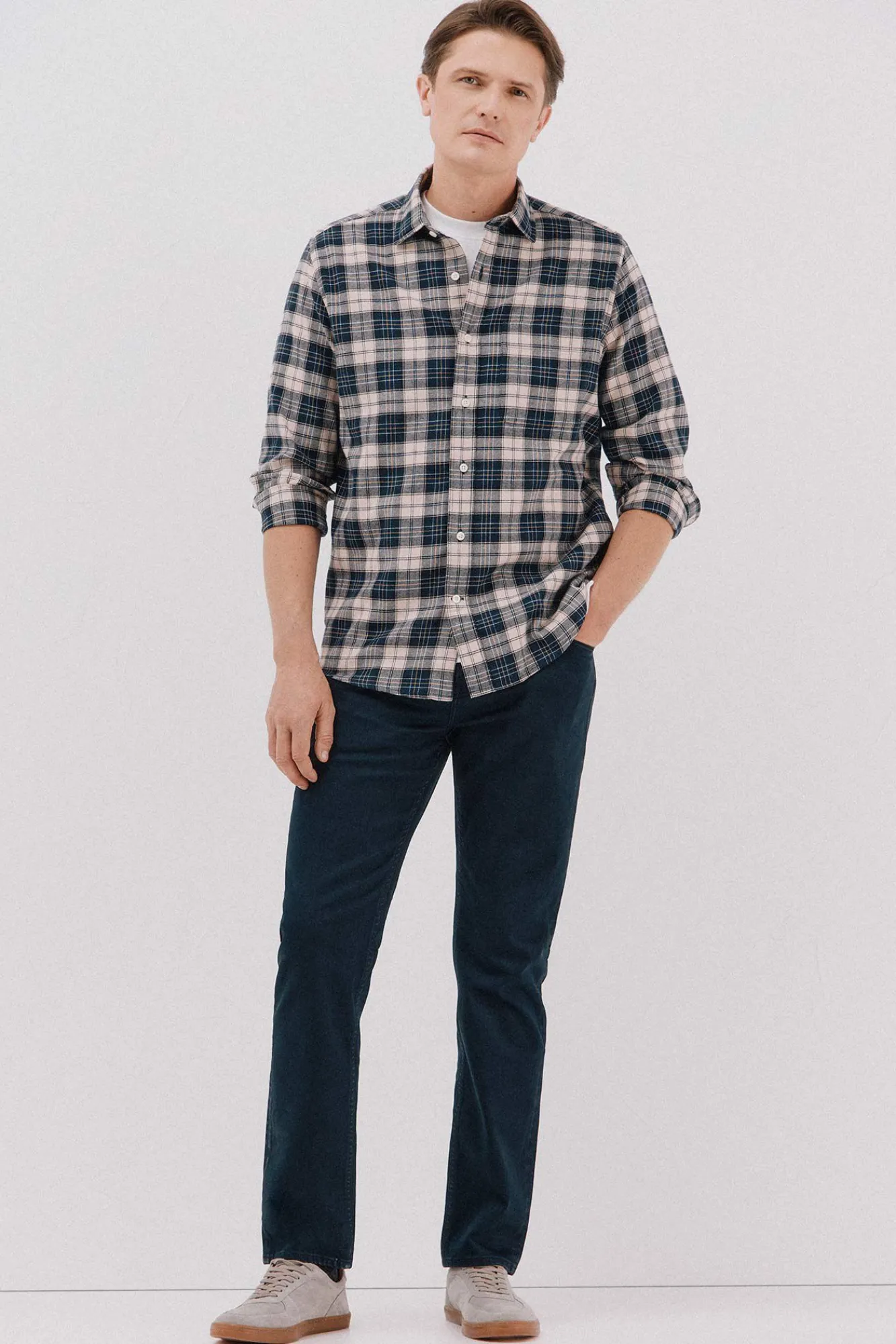 Cortefiel Jeans|Calças-Calças 5 bolsos cor regular fit Azul