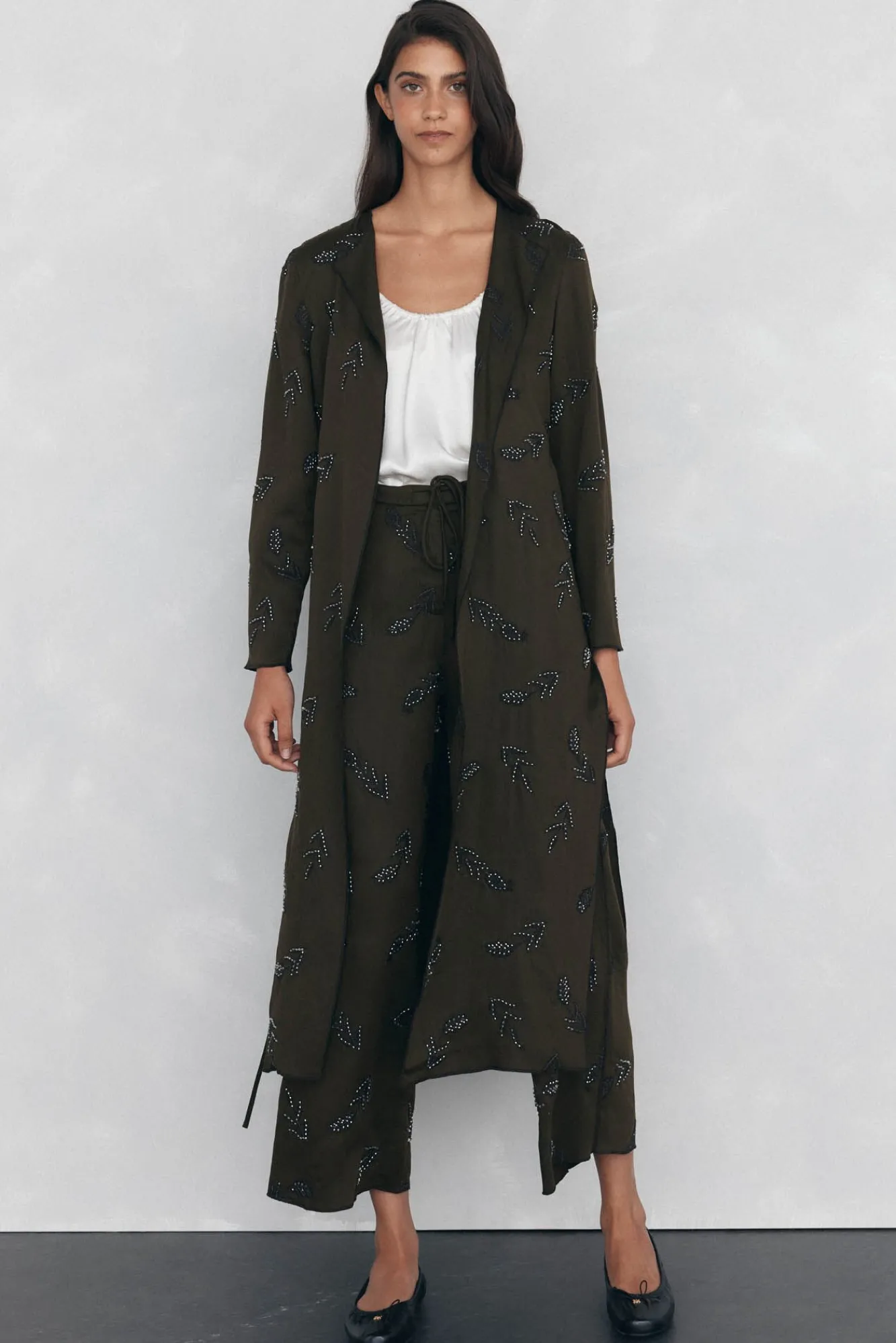 Pedro del Hierro Calças-Calças bordadas Marrom