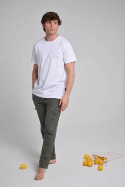 Cloking Calças-Calças cargo de linho Verde