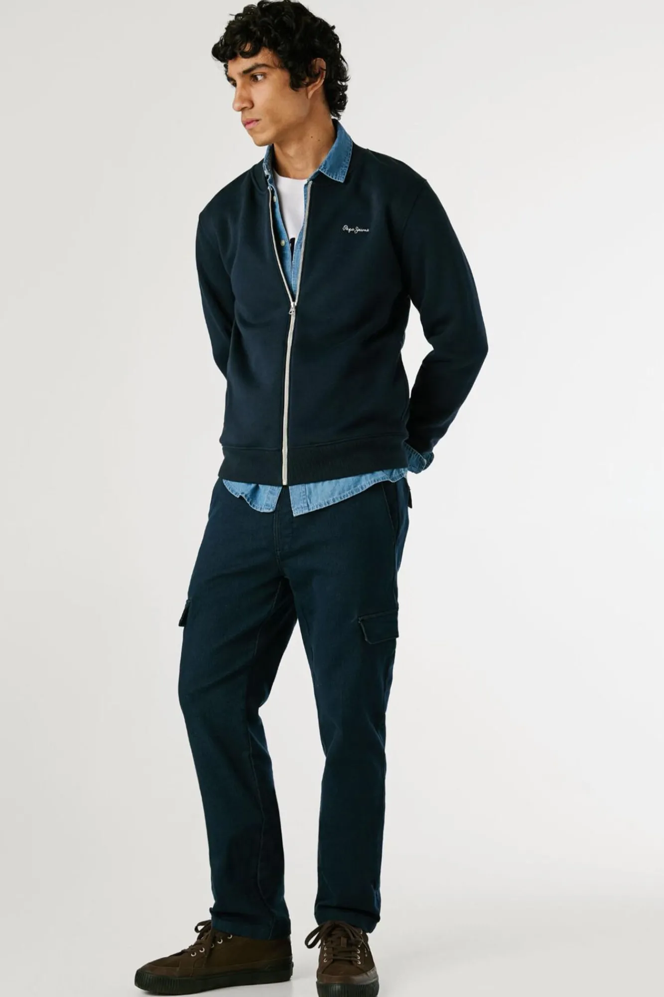 Pepe Jeans Calças-Calças Cargo Fit Slim azul