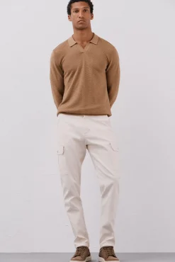 Cortefiel Calças-Calças cargo leves Ecru