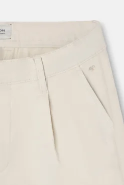 Silbon Calças|Chinos-Calças chino casuais com pregas Ecru