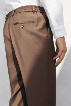 Pedro del Hierro Calças|Chinos-Calças chino com pinças regular fit Marrom
