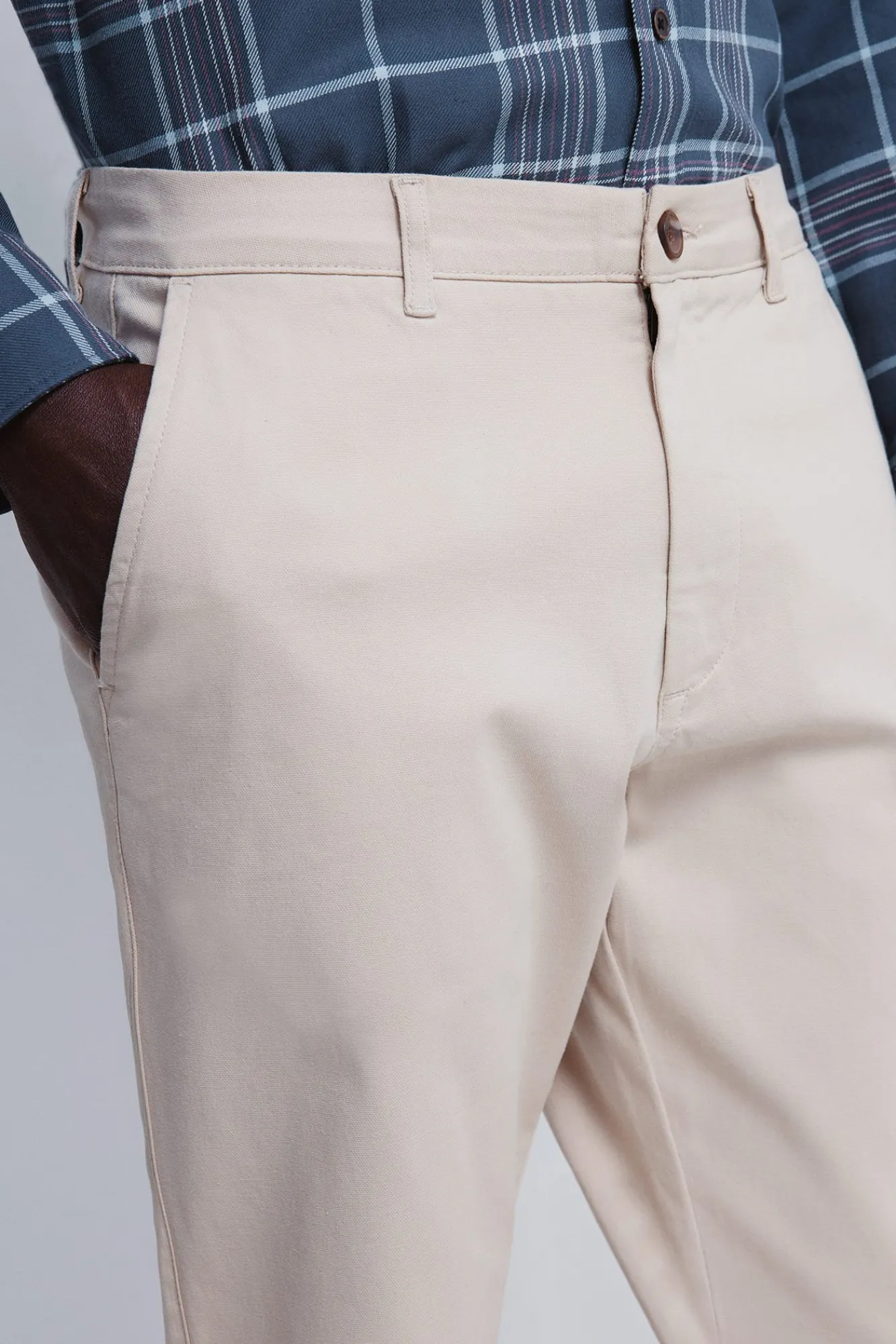 Springfield Calças|Chinos-Calças chino Dobby com ajuste confortável bege