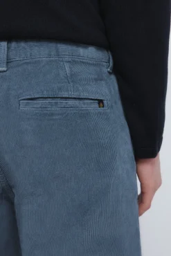 Springfield Calças|Chinos-Calças chino slim fit confortável de veludo cotelê lavado azul