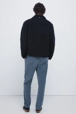 Springfield Calças|Chinos-Calças chino slim fit confortável de veludo cotelê lavado azul