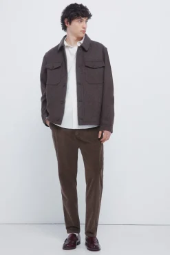 Springfield Calças|Chinos-Calças chino slim fit confortável de veludo cotelê lavado cru