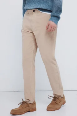 Springfield Calças|Chinos-Calças chino slim fit confortável de veludo cotelê lavado bege