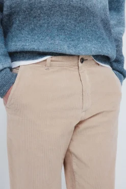 Springfield Calças|Chinos-Calças chino slim fit confortável de veludo cotelê lavado bege