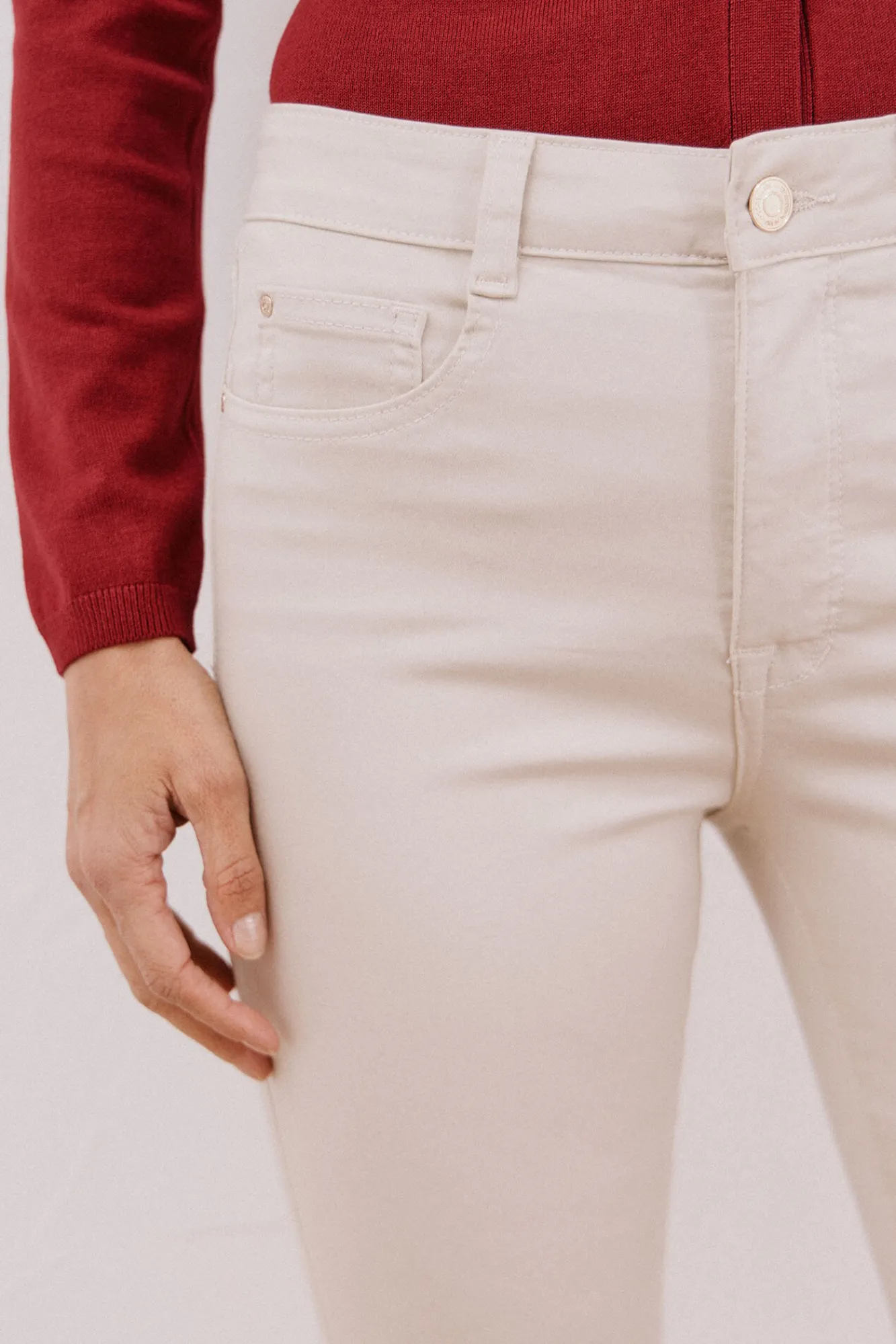 Cortefiel Jeans|Calças-Calças Coloridas Sensational Ecru