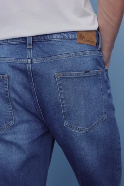 Springfield Calças|Chinos-Calças com lavagem média escura e corte regular azul